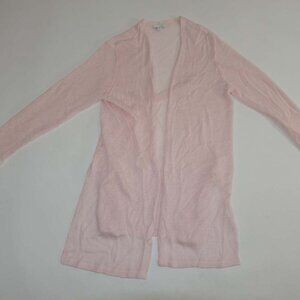 J. Jill Women's Open Front Tunic Cardigan Sweater Petite Medium Pink Linen PM
